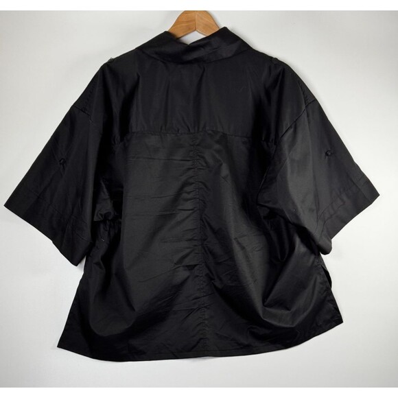 Planet by Lauren G Poplin Shirt One Size Black Boxy Oversized Modern Minimalist - Picture 4 of 15